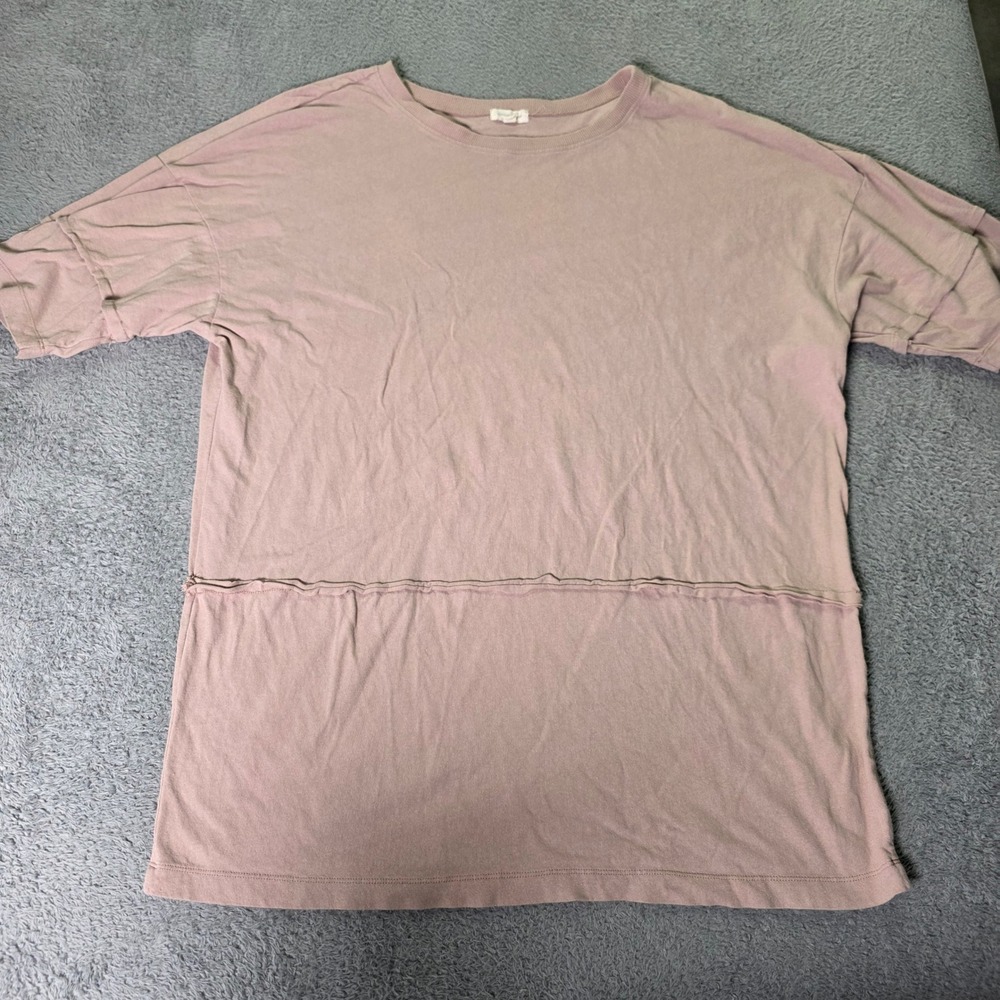 Silence + Noise Womens Medium T-Shirt Mauve Oversized Raw Seam Cotton Tee